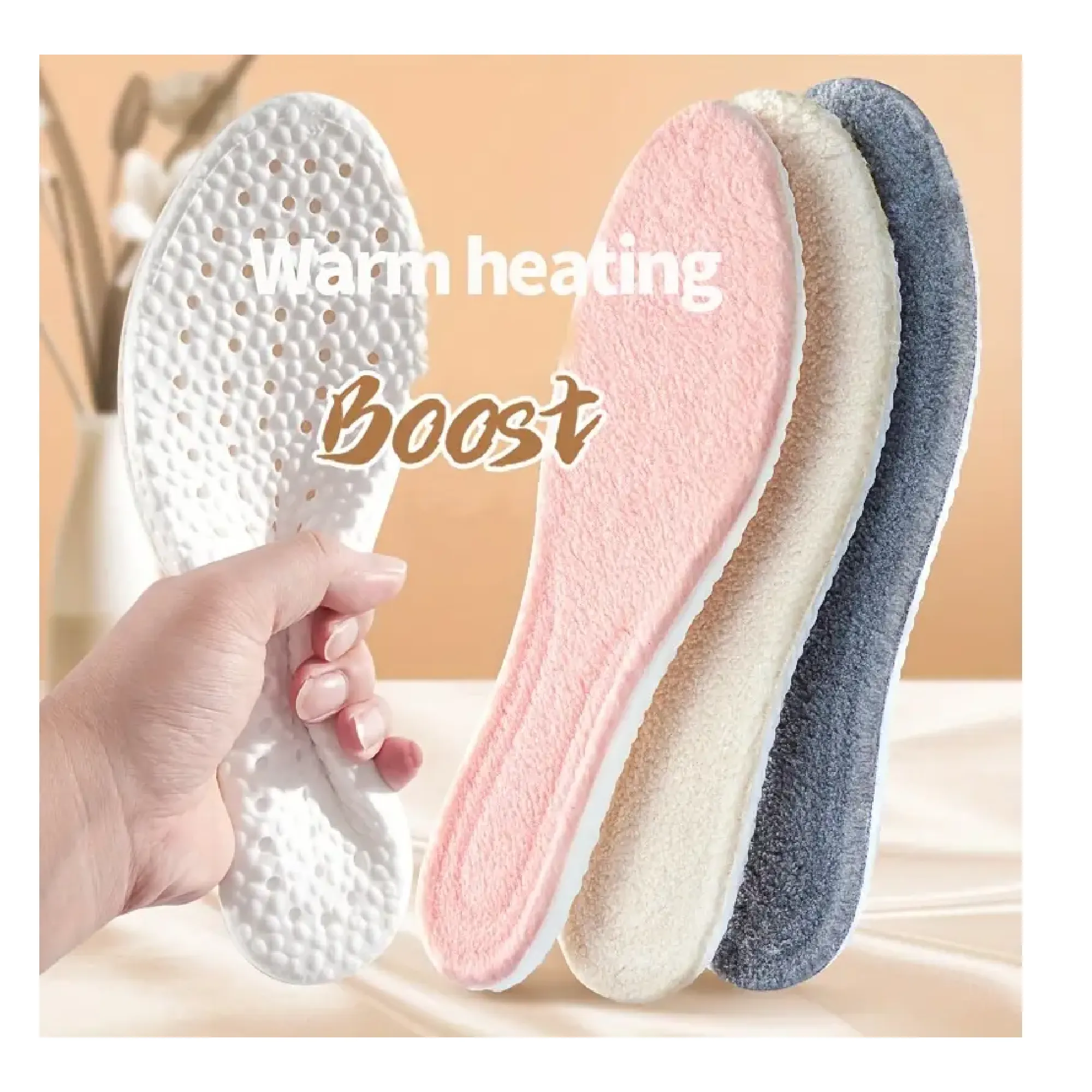 1 Pair Thicken Thermal Winter Insoles - Heating Warm Comfortable Breathable Plush Shoes Pads