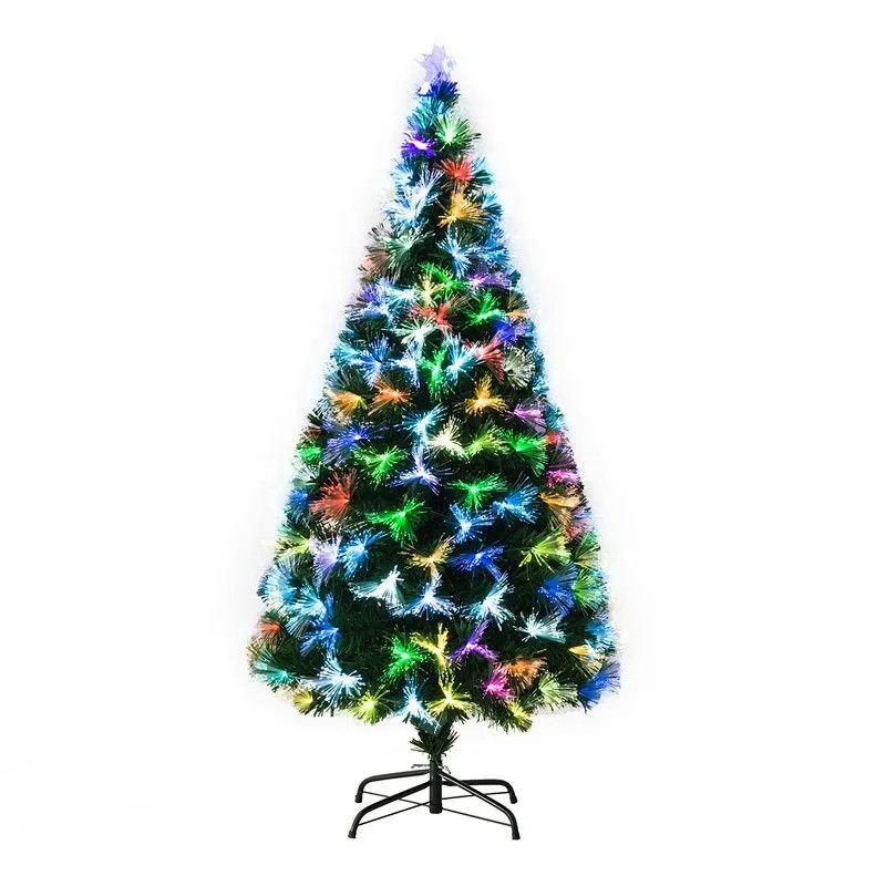 5FT Tall Artificial Tree Fiber Optic Colorful LED Pre-Lit Holiday Home Christmas Decoration with Flash Mode