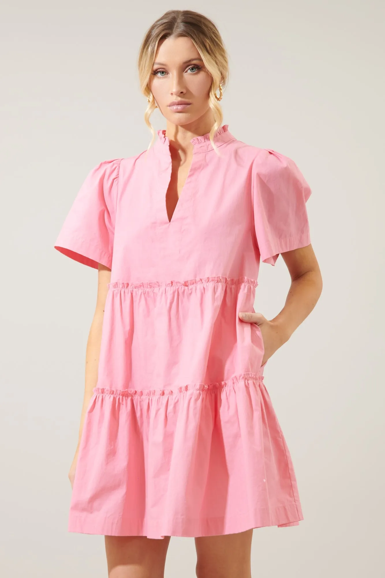 Amelia Tiered Babydoll Short Sleeve Dress