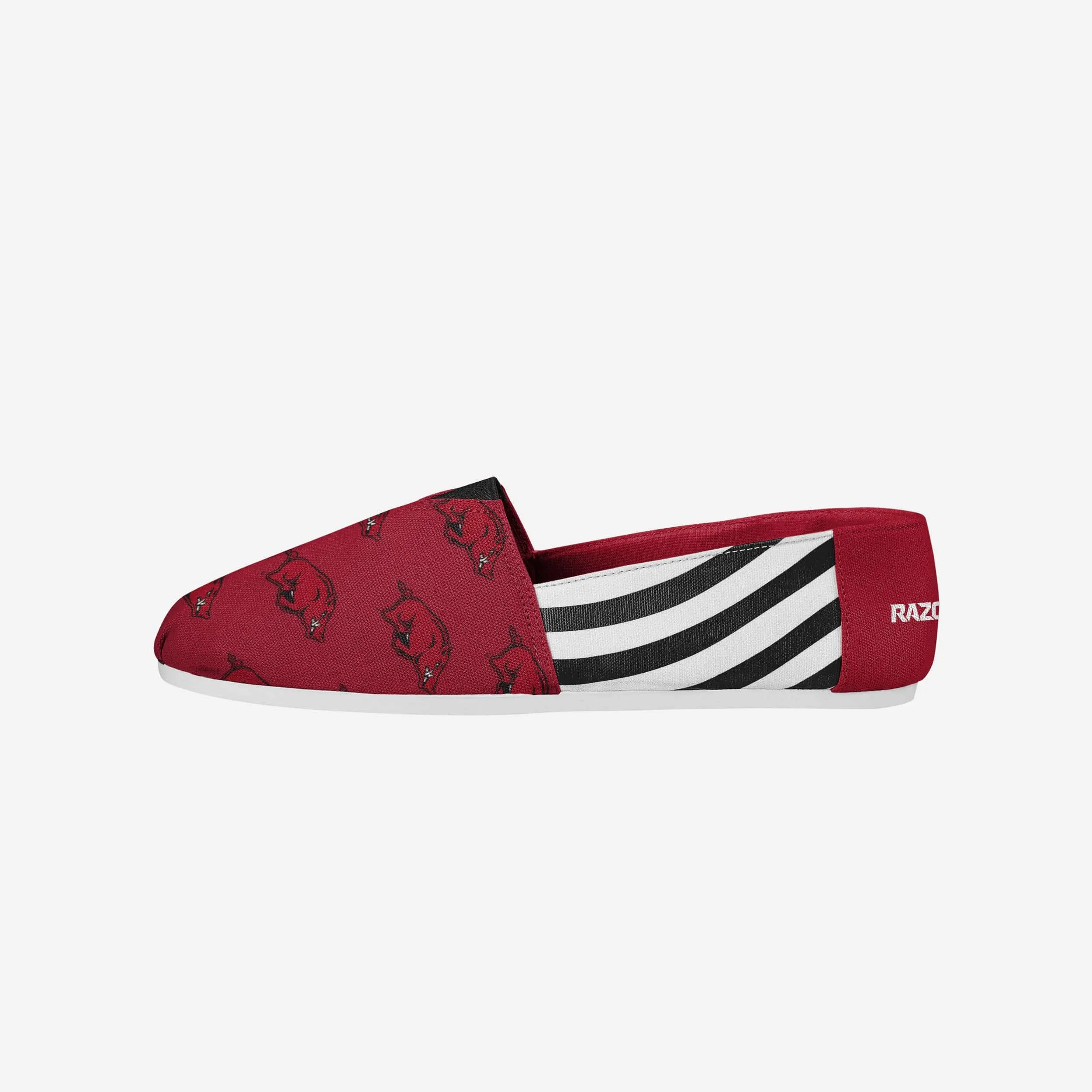 Arkansas Razorbacks Womens Stripe Canvas Shoe