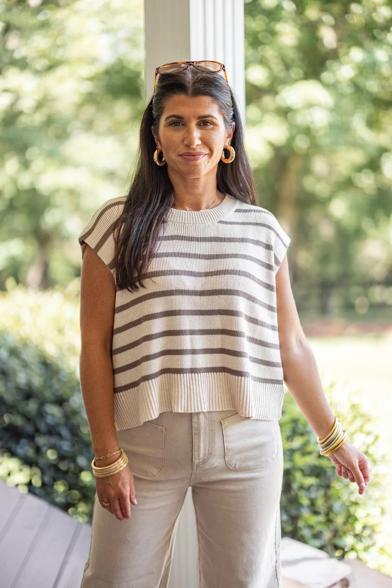 Autumn Stroll Oatmeal Striped Sweater