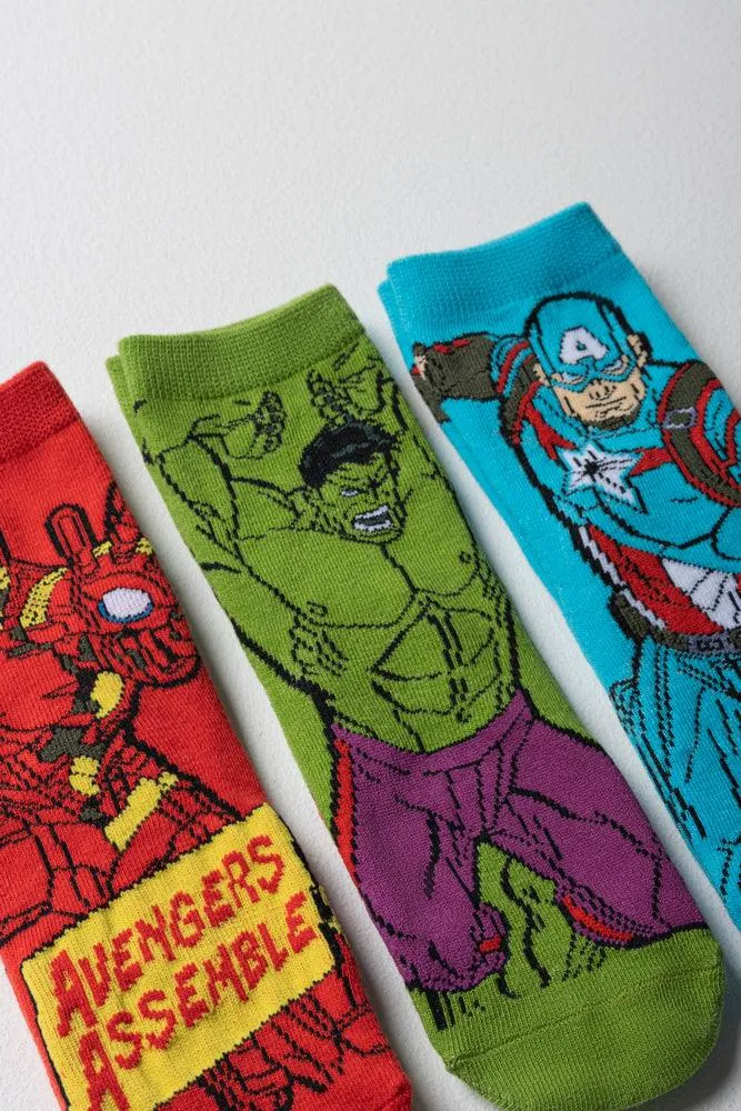 Avengers 3 Pack Socks Red