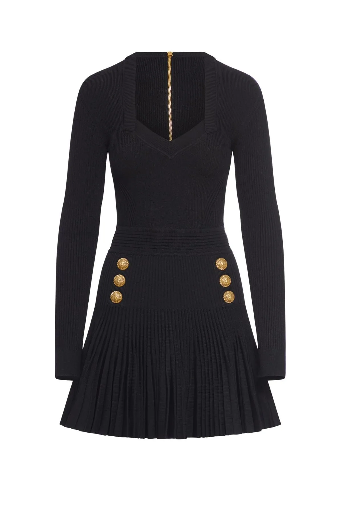 Balmain Button Embellished Flared Mini Dress - Black