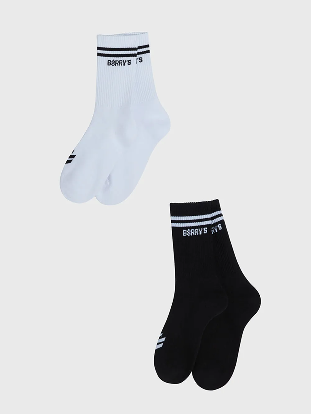 BARRY'S TWO PACK WHITE/BLACK STRIPE SOCKS