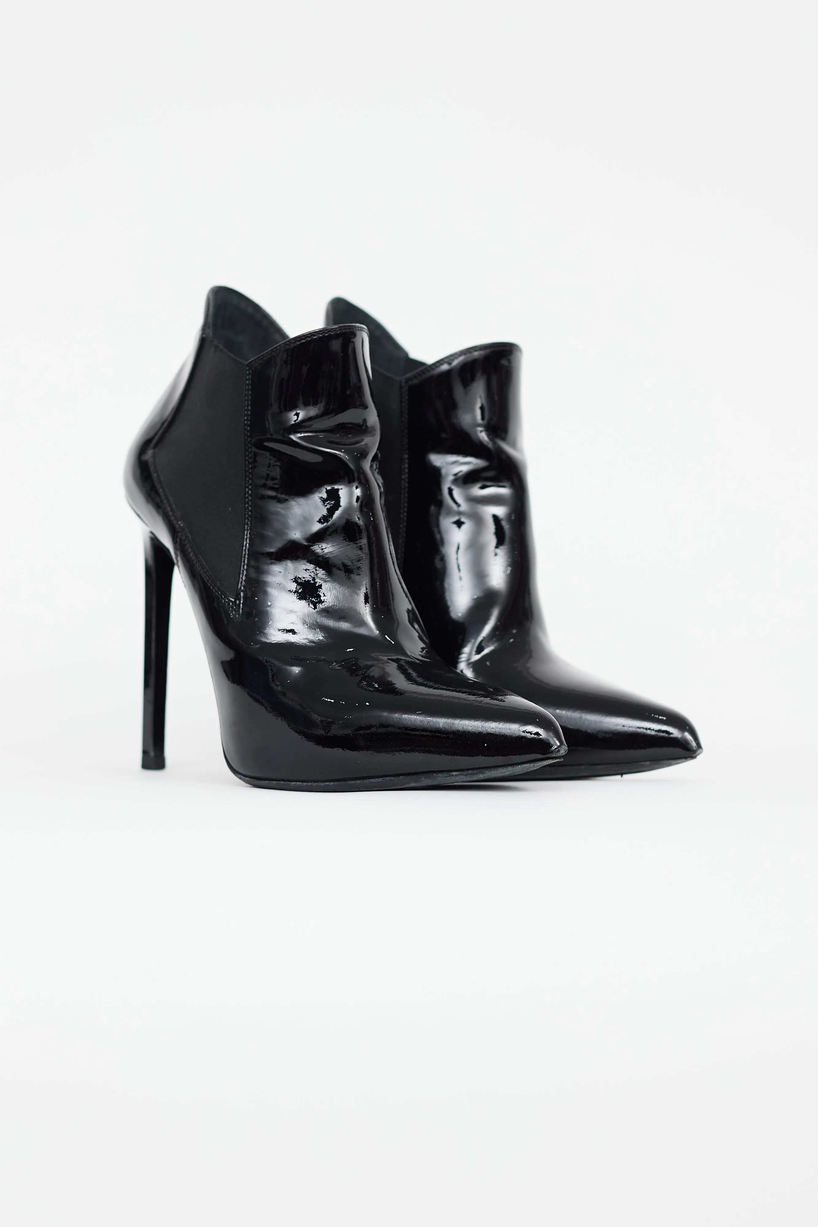 Black Patent Leather Pointed Toe Boot