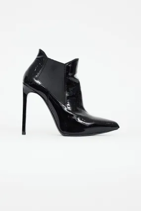 Black Patent Leather Pointed Toe Boot