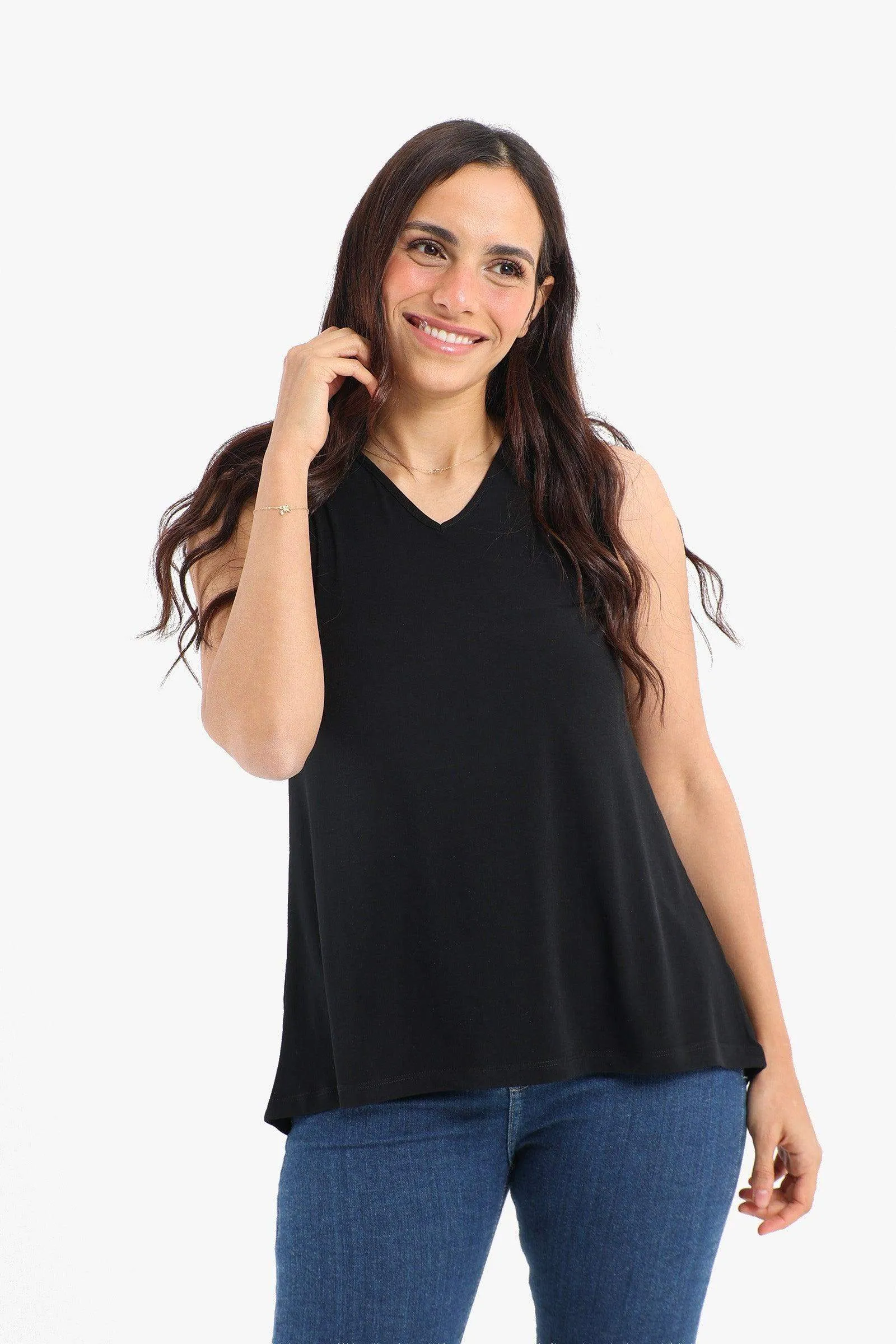 Black Voile Sleeveless Blouse