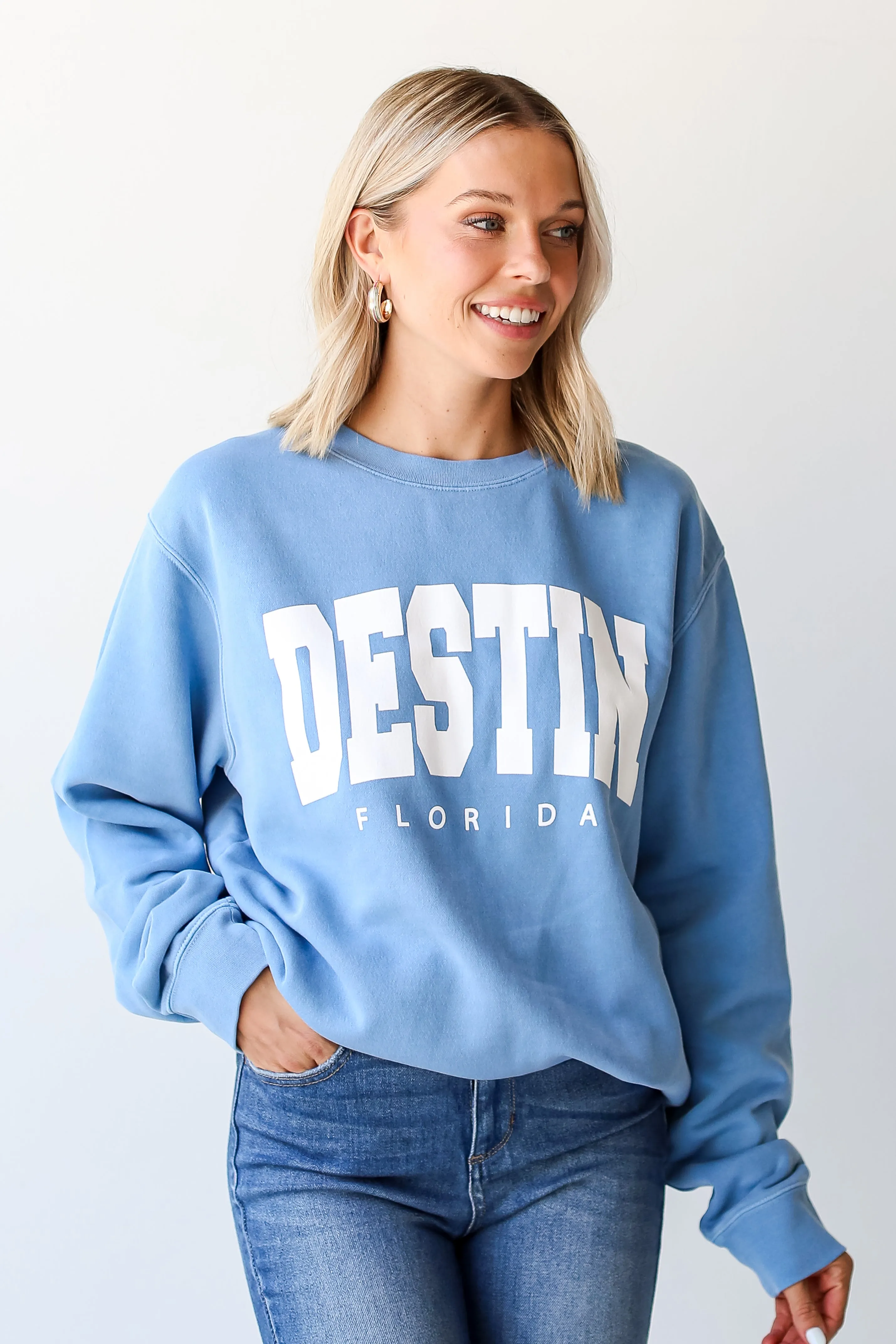 Blue Destin Florida Block Letter Sweatshirt