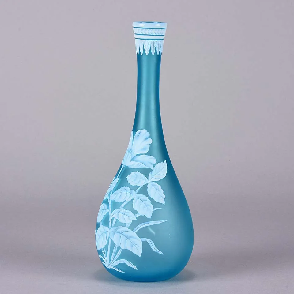 Blue Flower Vase by Thomas Webb