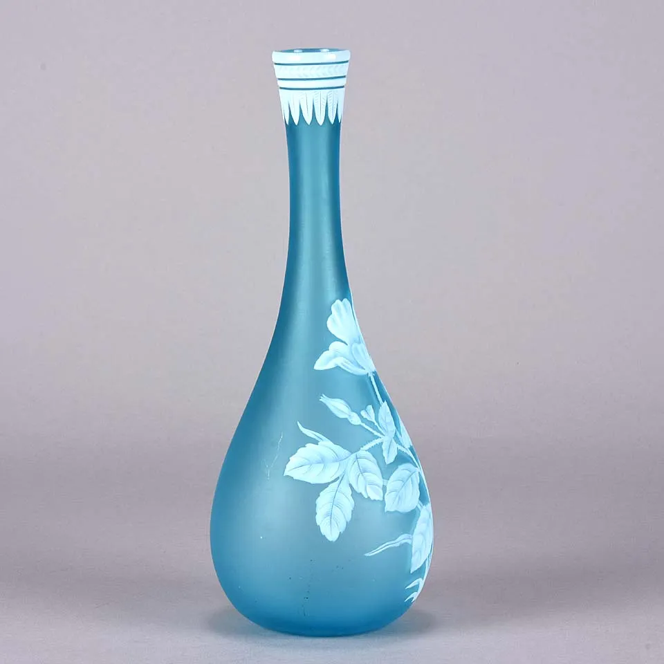 Blue Flower Vase by Thomas Webb