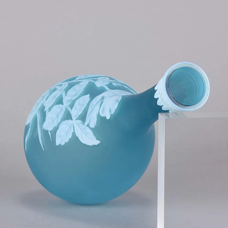 Blue Flower Vase by Thomas Webb