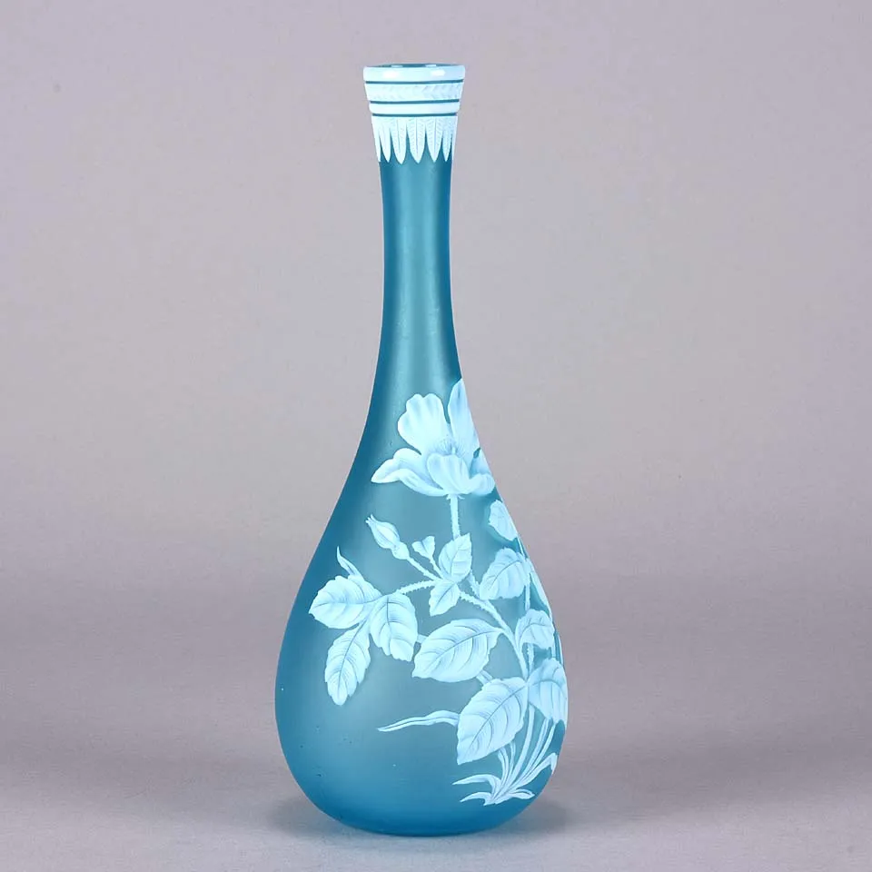 Blue Flower Vase by Thomas Webb