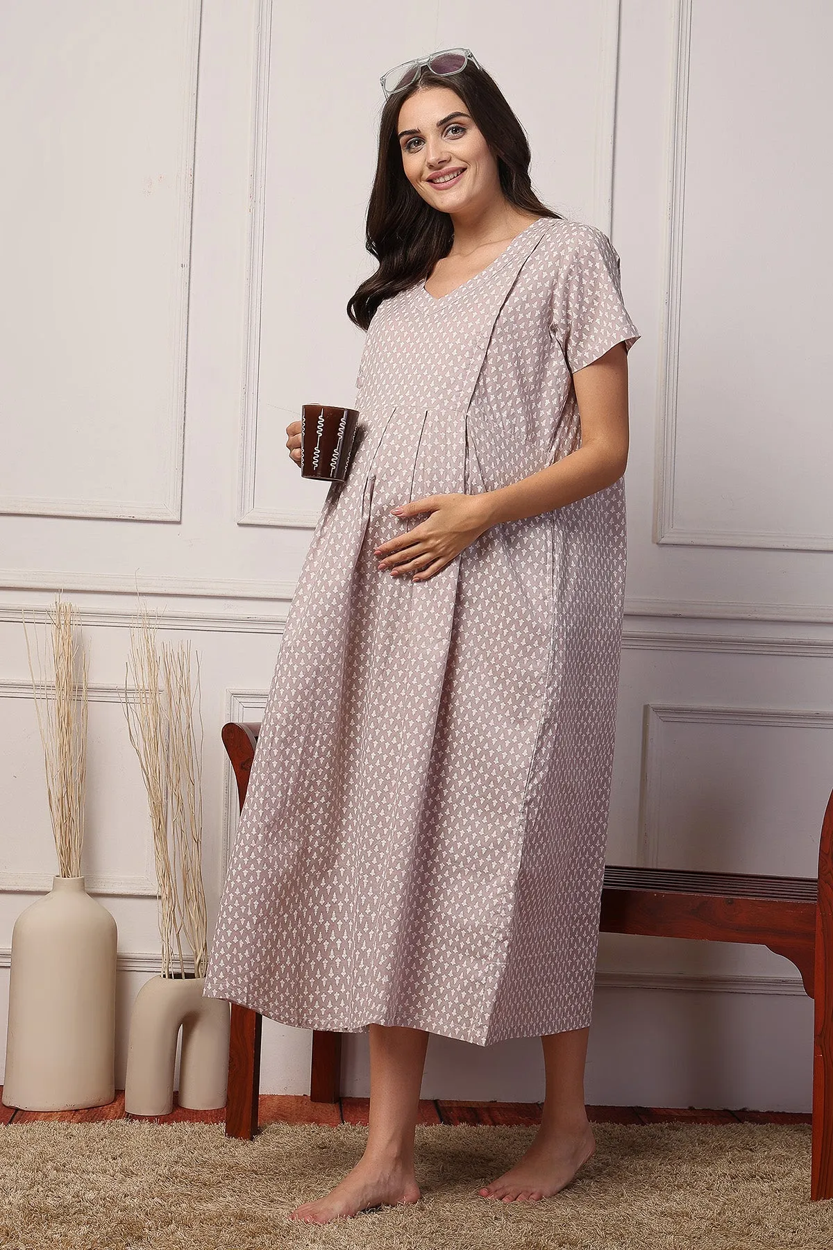 Blush Dream Cotton Feeding Maternity Maxi