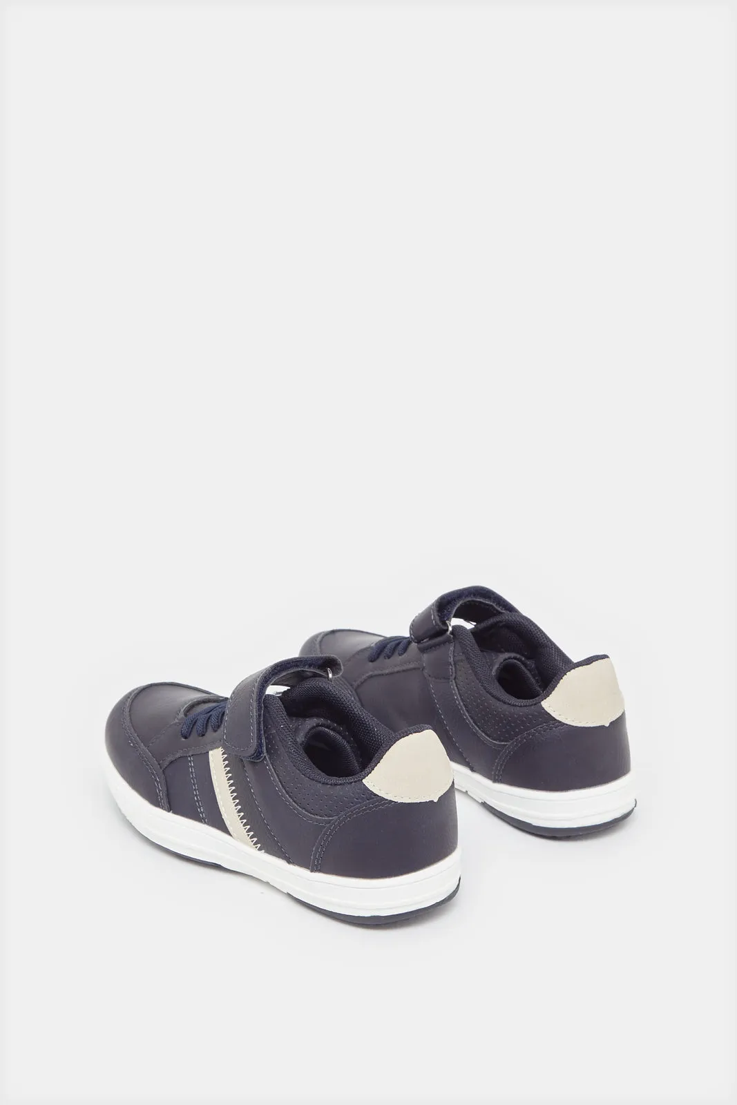 Boys Navy Textured Sneakers