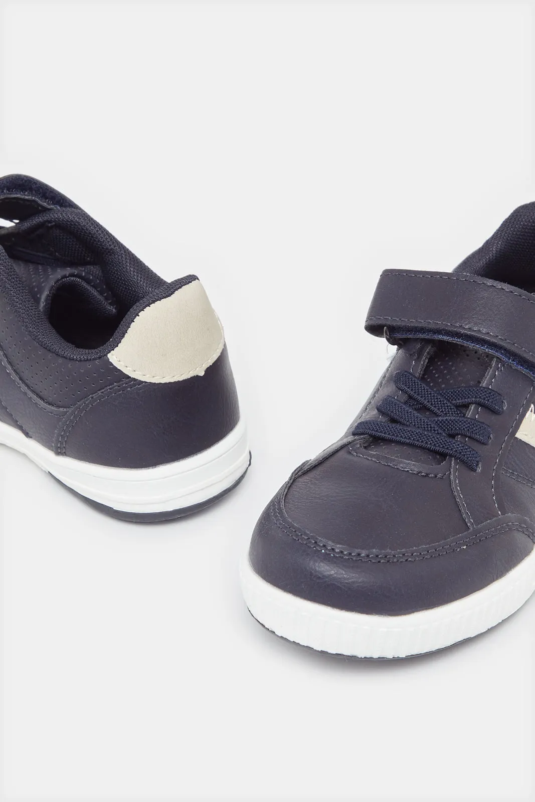 Boys Navy Textured Sneakers