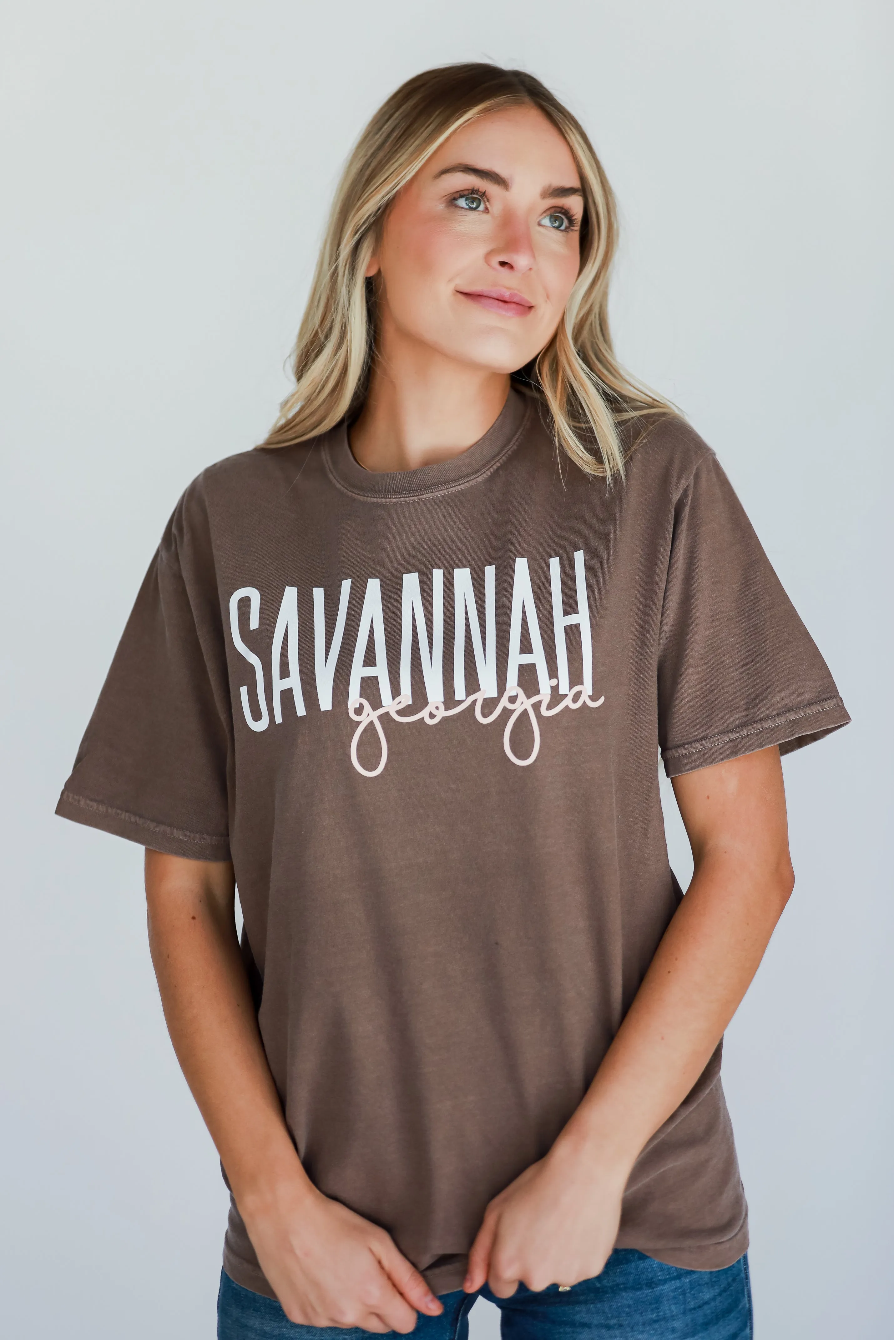 Brown Savannah Georgia Script Tee