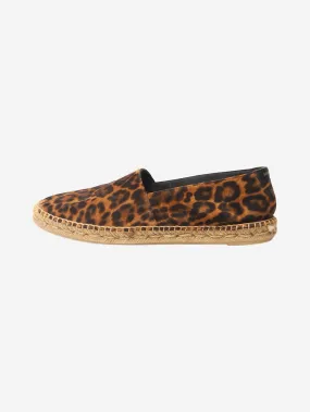 Brown suede leopard print espadrilles - size EU 40