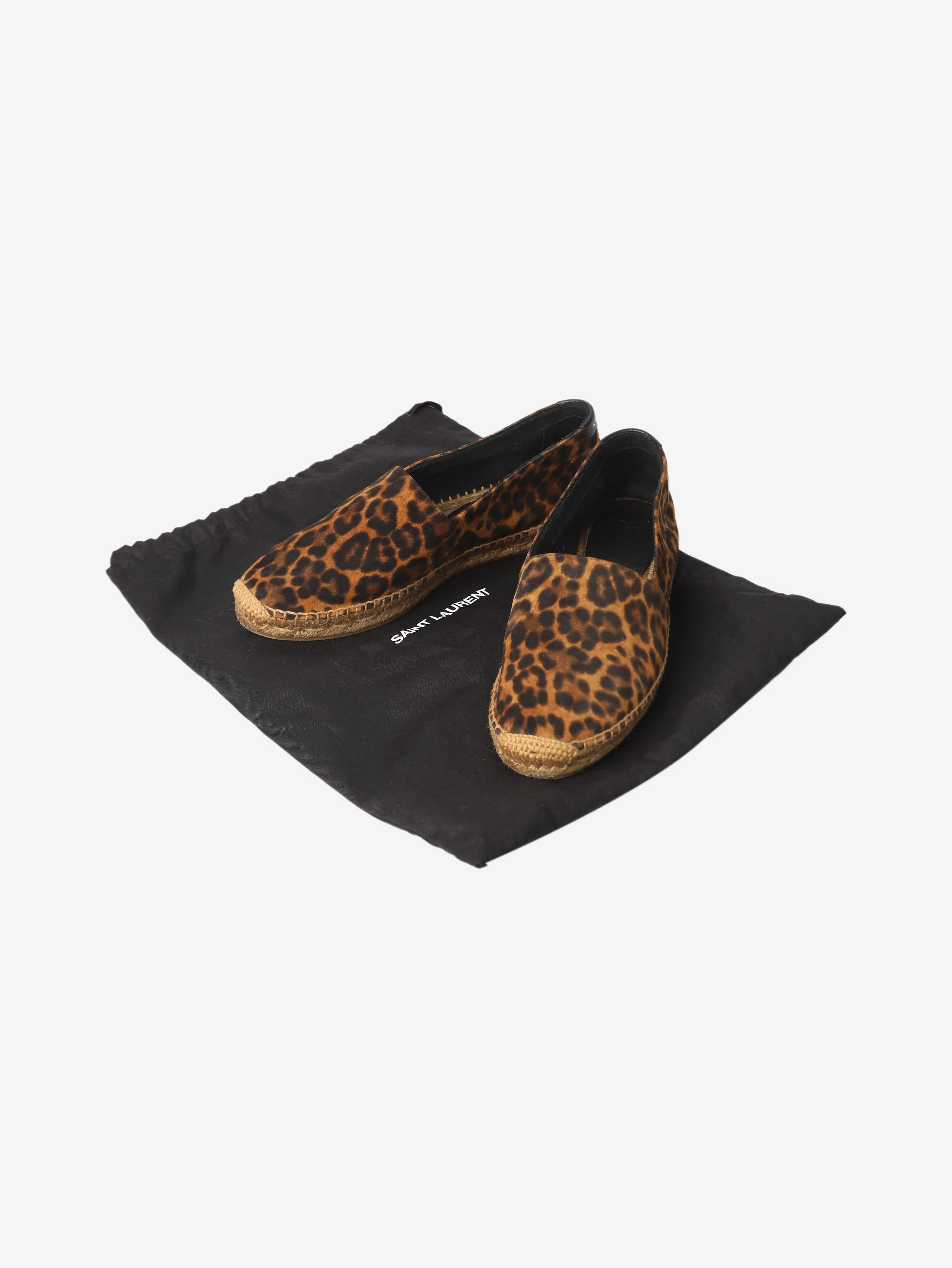 Brown suede leopard print espadrilles - size EU 40