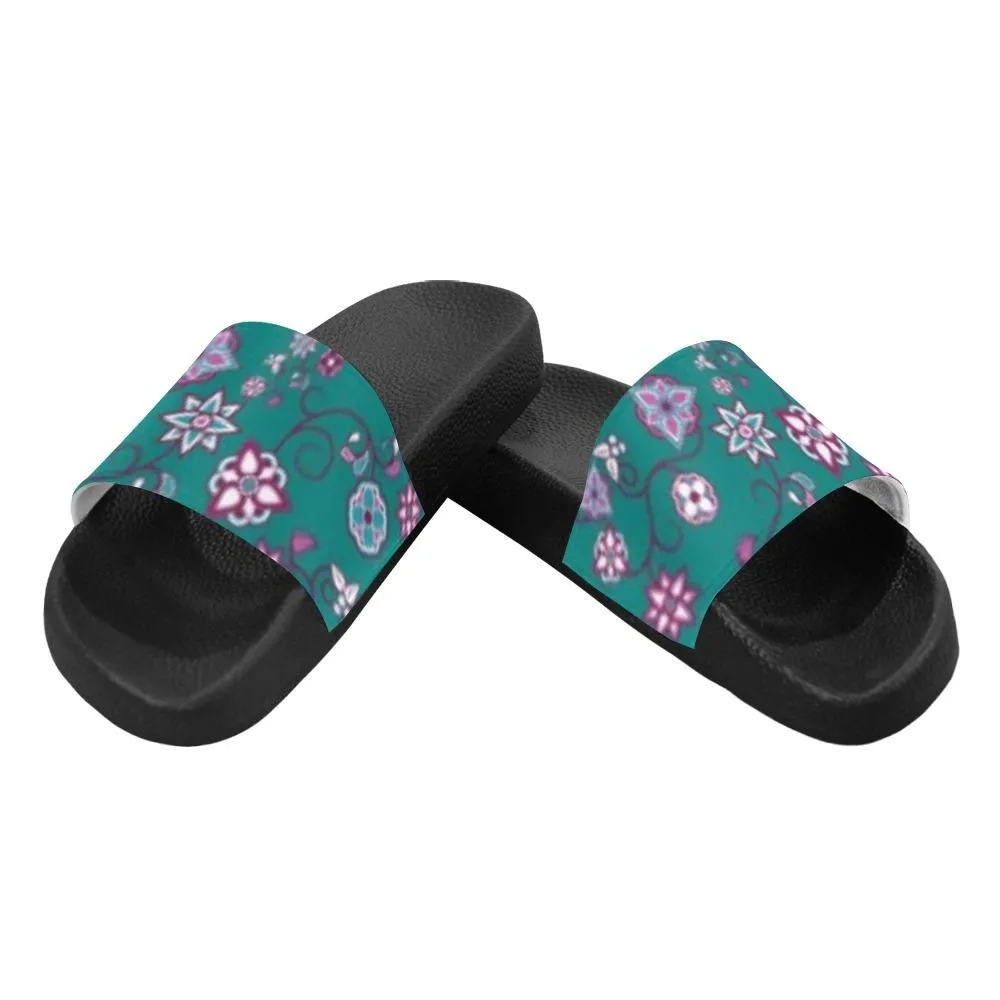 Burgundy Bloom Men's Slide Sandals