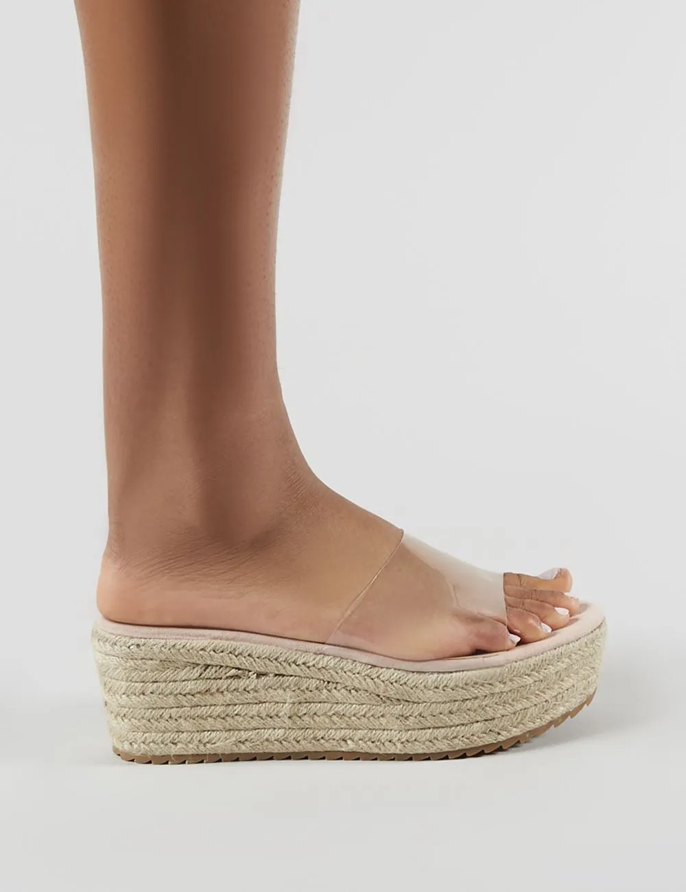 Cami Flatform Espadrille Sliders in Clear Perspex