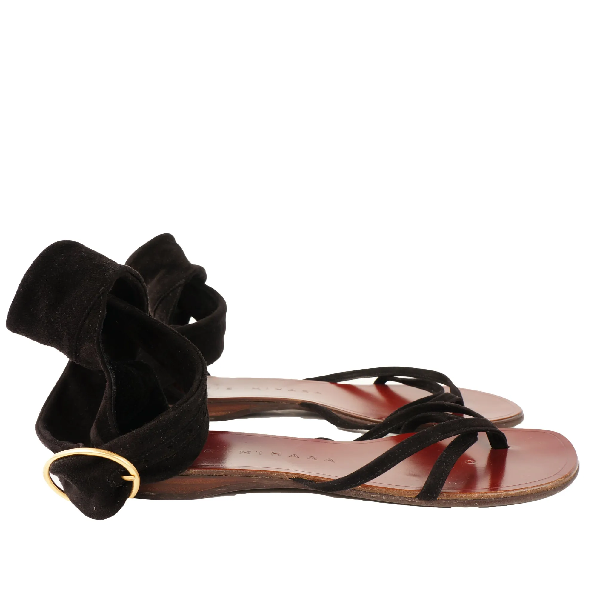 CHIE MIHARA BLACK SUEDE ANKLE TIE SANDAL