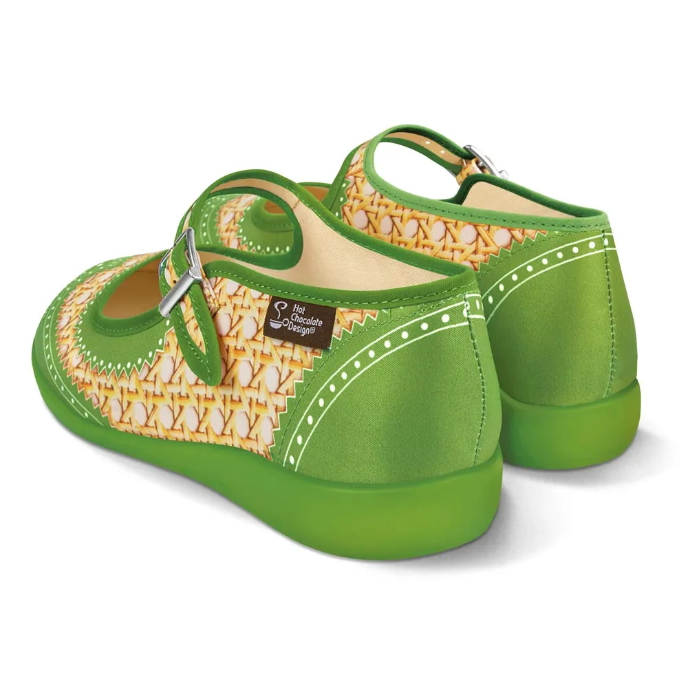 Chocolaticas® Havana Rattan Green Women's Mary Jane Flat