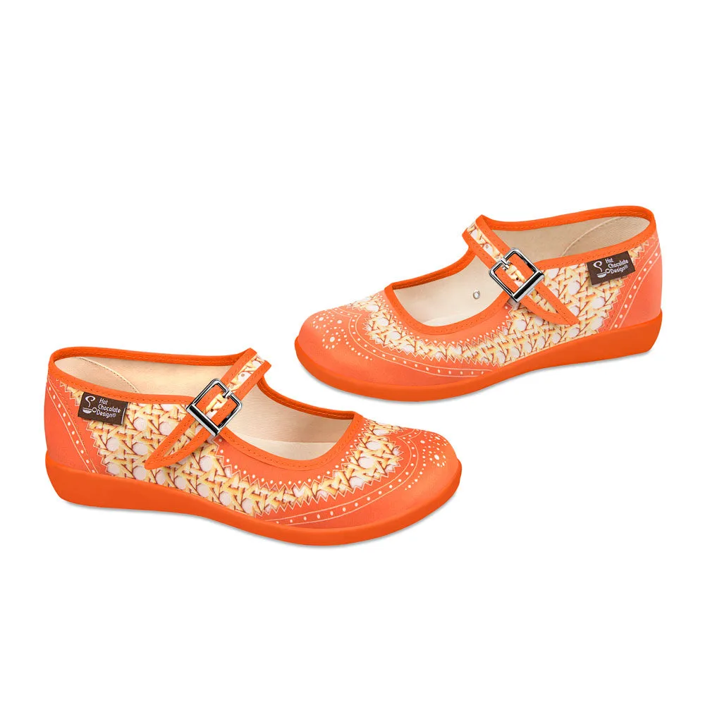 Chocolaticas® Havana Rattan Orange Women's Mary Jane Flat