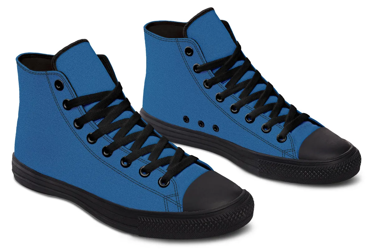 Cobalt Blue High Tops - Classic Premium Canvas Shoes with Comfortable and Durable Soles