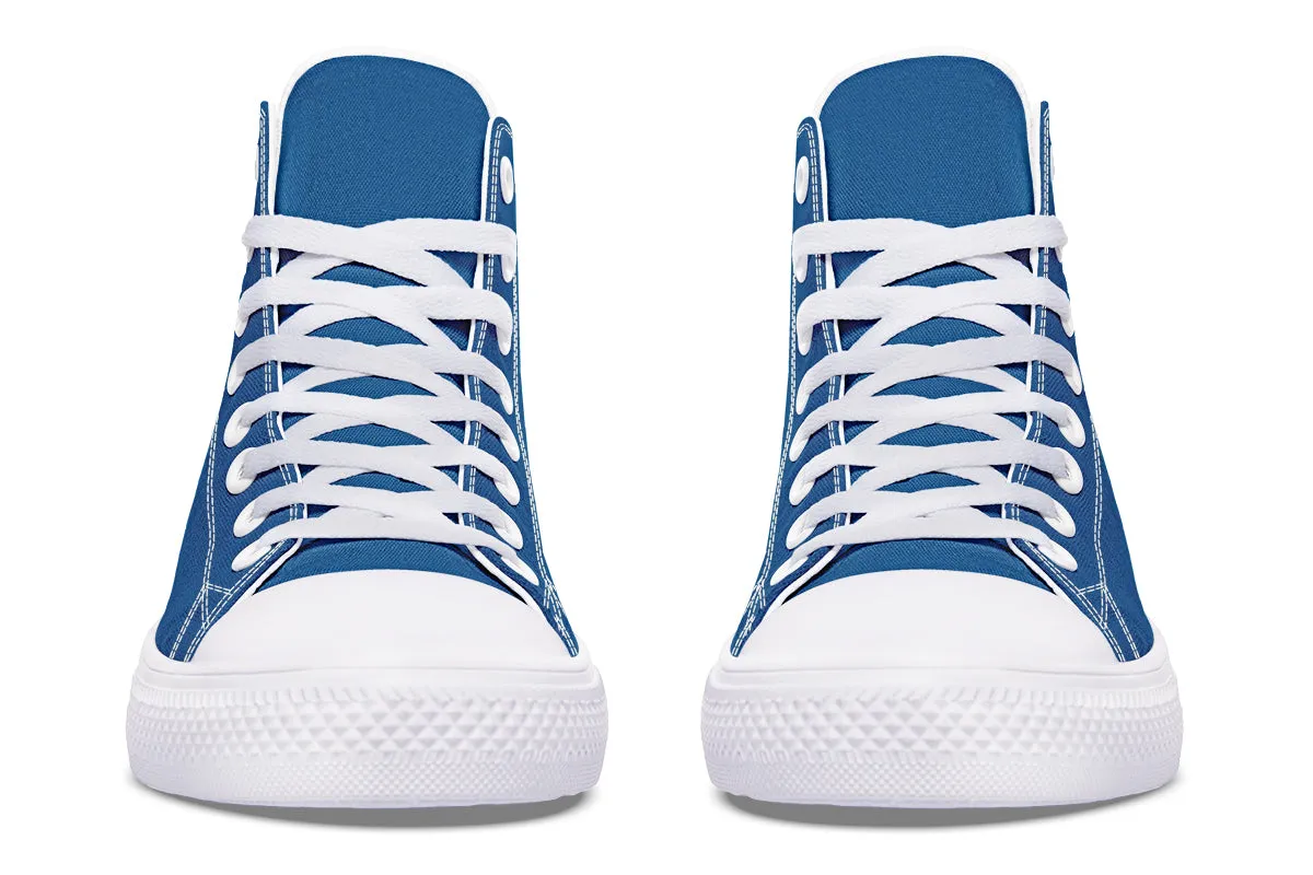 Cobalt Blue High Tops - Classic Premium Canvas Shoes with Comfortable and Durable Soles