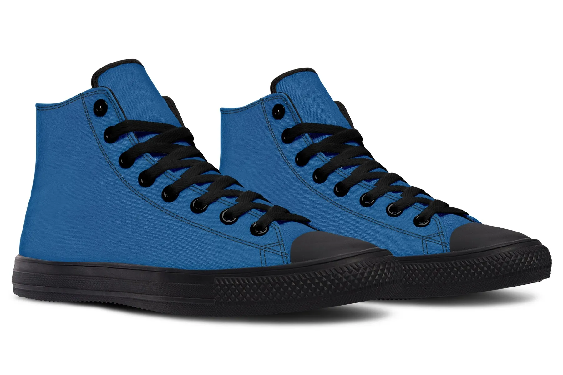 Cobalt Blue High Tops - Classic Premium Canvas Shoes with Comfortable and Durable Soles