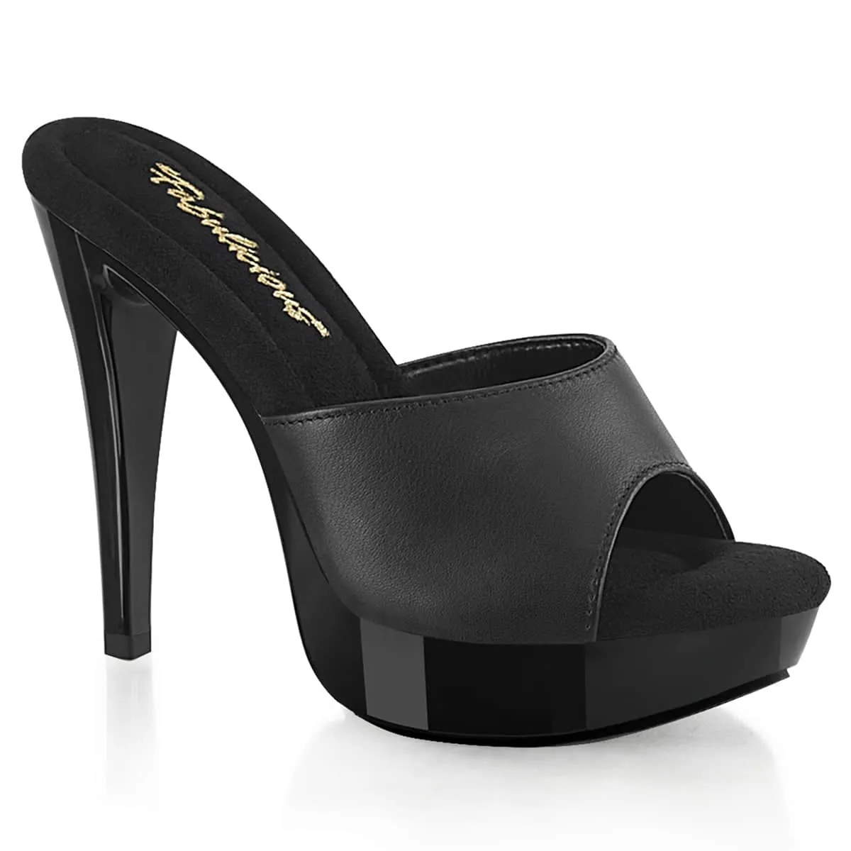 COCKTAIL-501L Black Heeled Mules