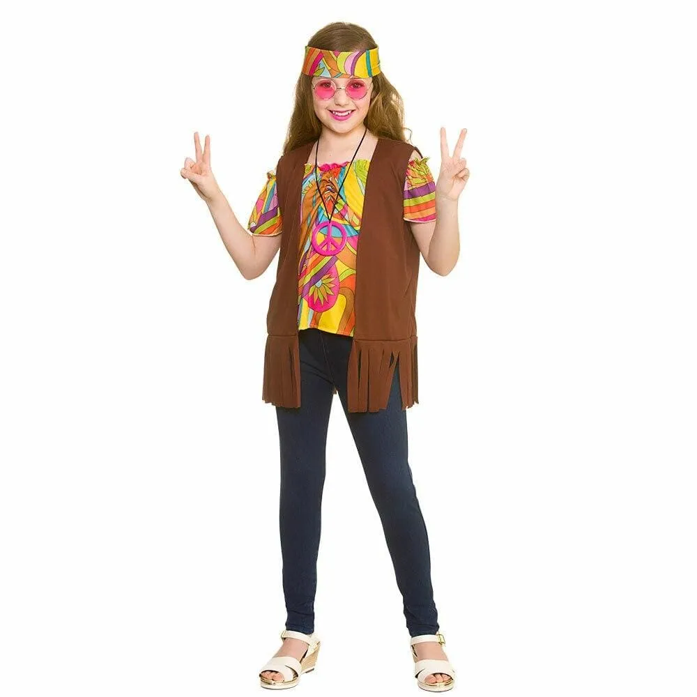 Cool Hippie Set Girls Fancy Dress Costume Peace Halloween