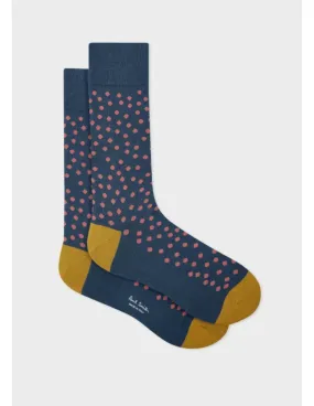 Cotton-Blend Sock | Navy Polka Dot