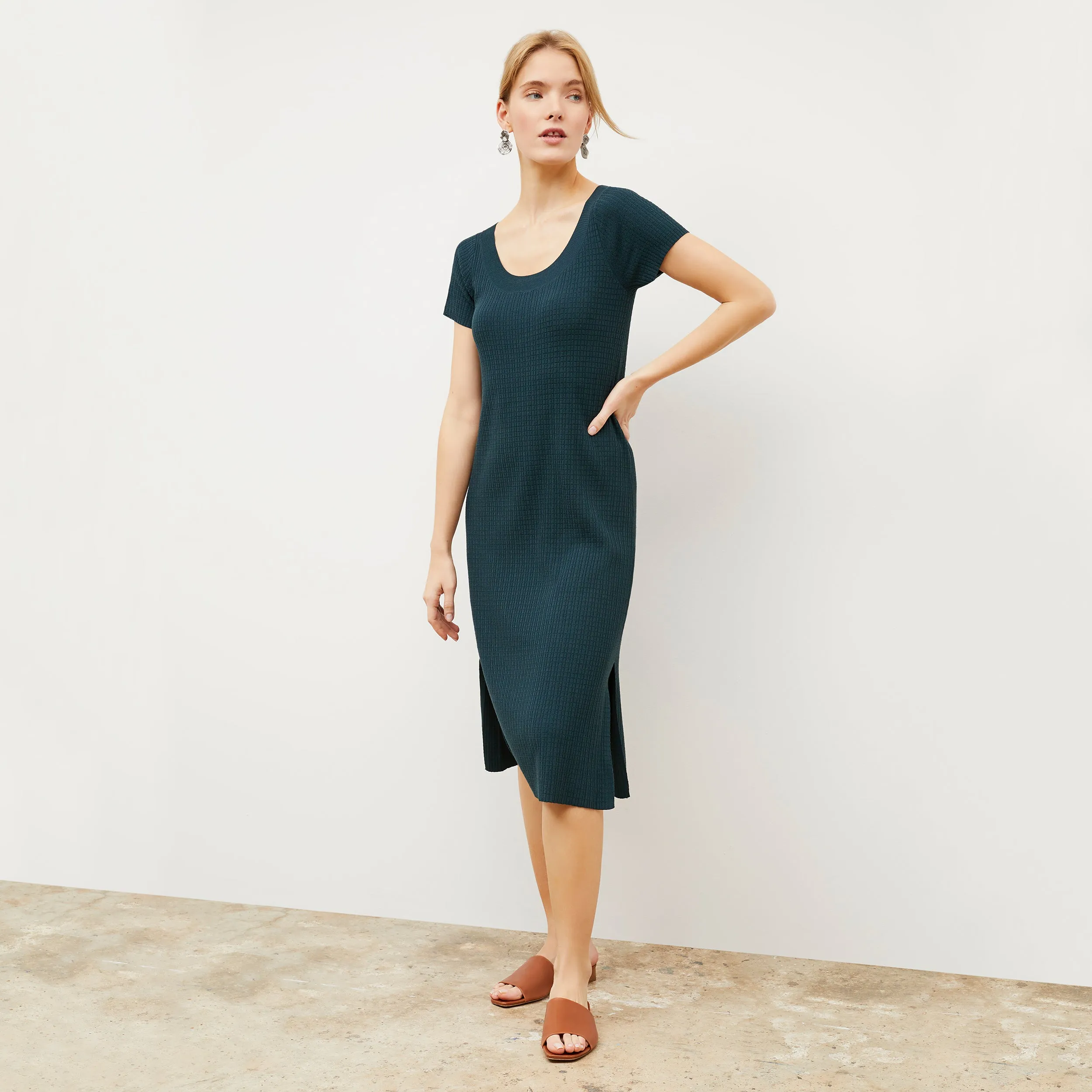 Danica Dress - Geo Micro Knit :: Deep Sea