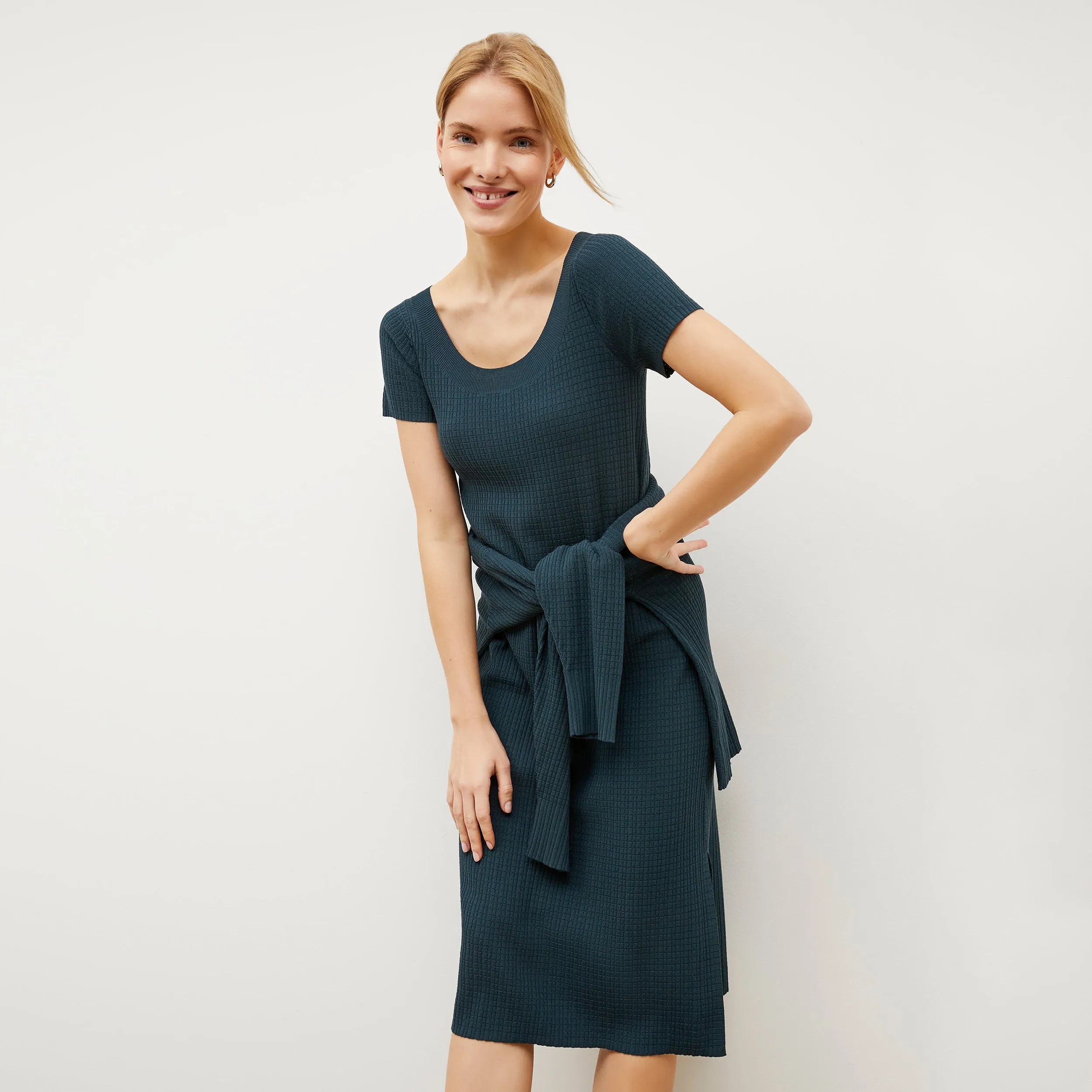 Danica Dress - Geo Micro Knit :: Deep Sea