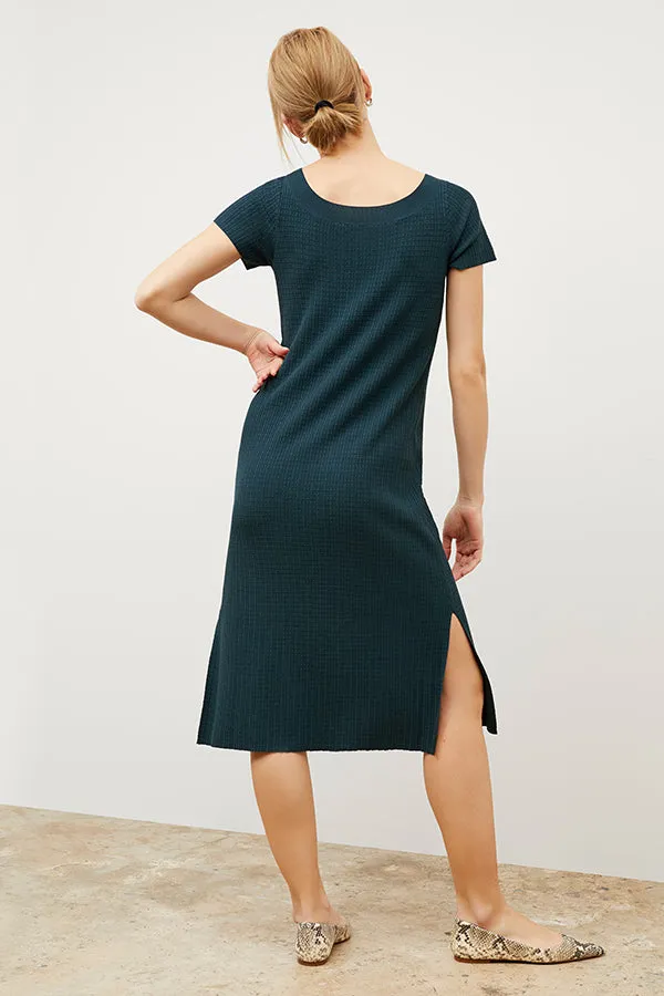 Danica Dress - Geo Micro Knit :: Deep Sea