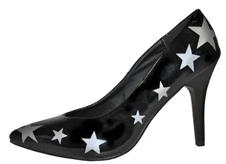 Disco Party Pumps schwarz mit Sternen