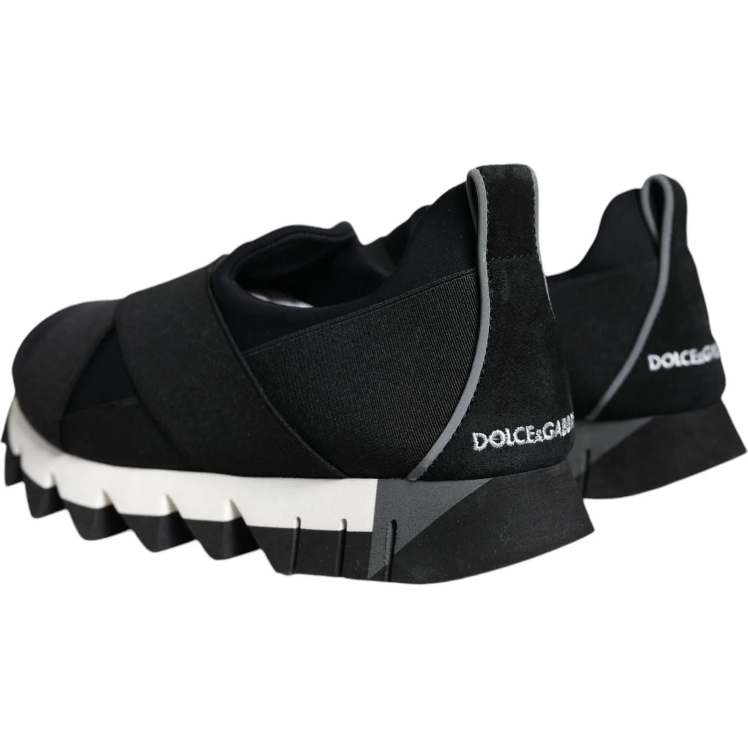 Dolce & Gabbana Black Neoprene Stretch Shark Sneakers Shoes