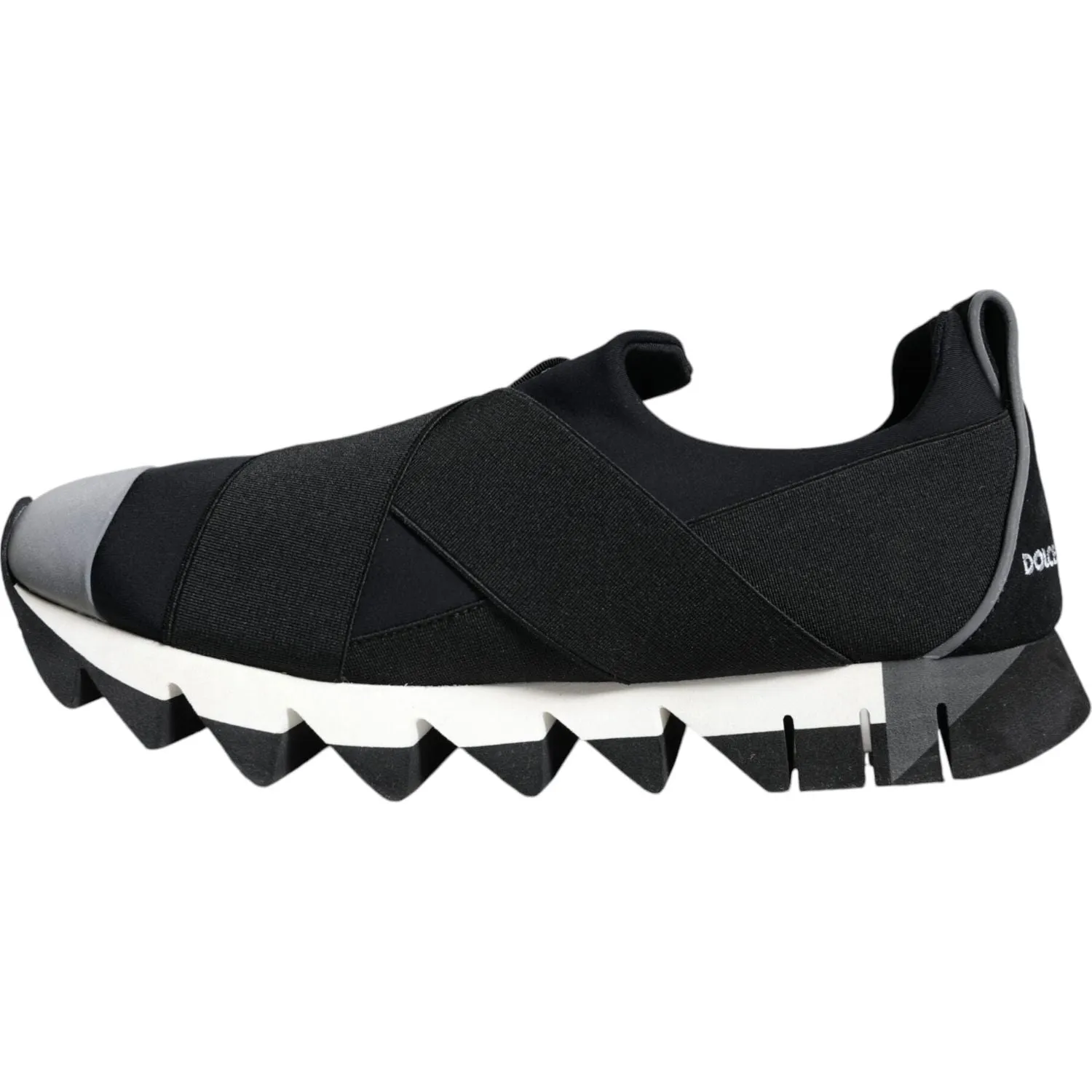 Dolce & Gabbana Black Neoprene Stretch Shark Sneakers Shoes