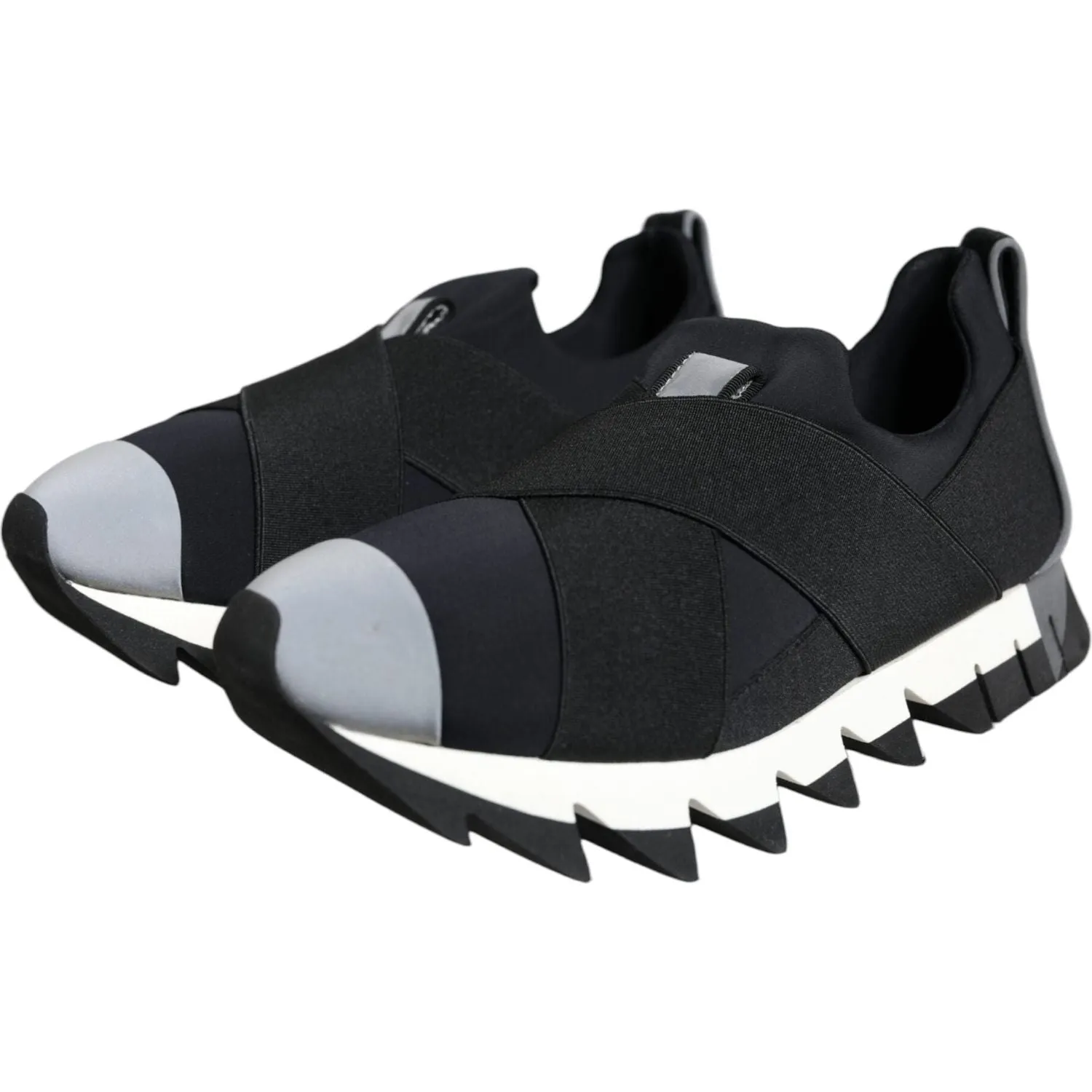 Dolce & Gabbana Black Neoprene Stretch Shark Sneakers Shoes