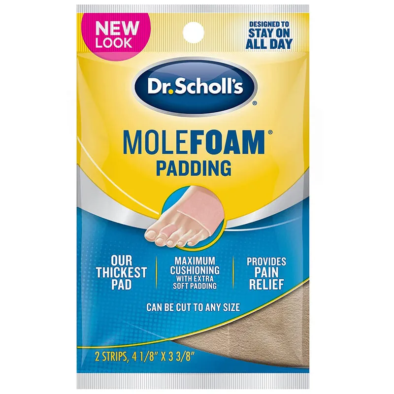 Dr Scholl's Molefoam Pain Relief Padding Strips 4-1/8" x 3-3/8" (2-Pack)