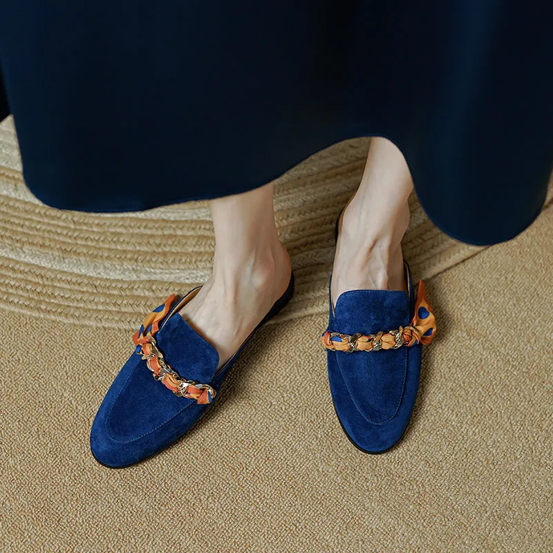 Emi Navy Flat Mules