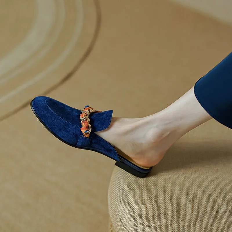 Emi Navy Flat Mules