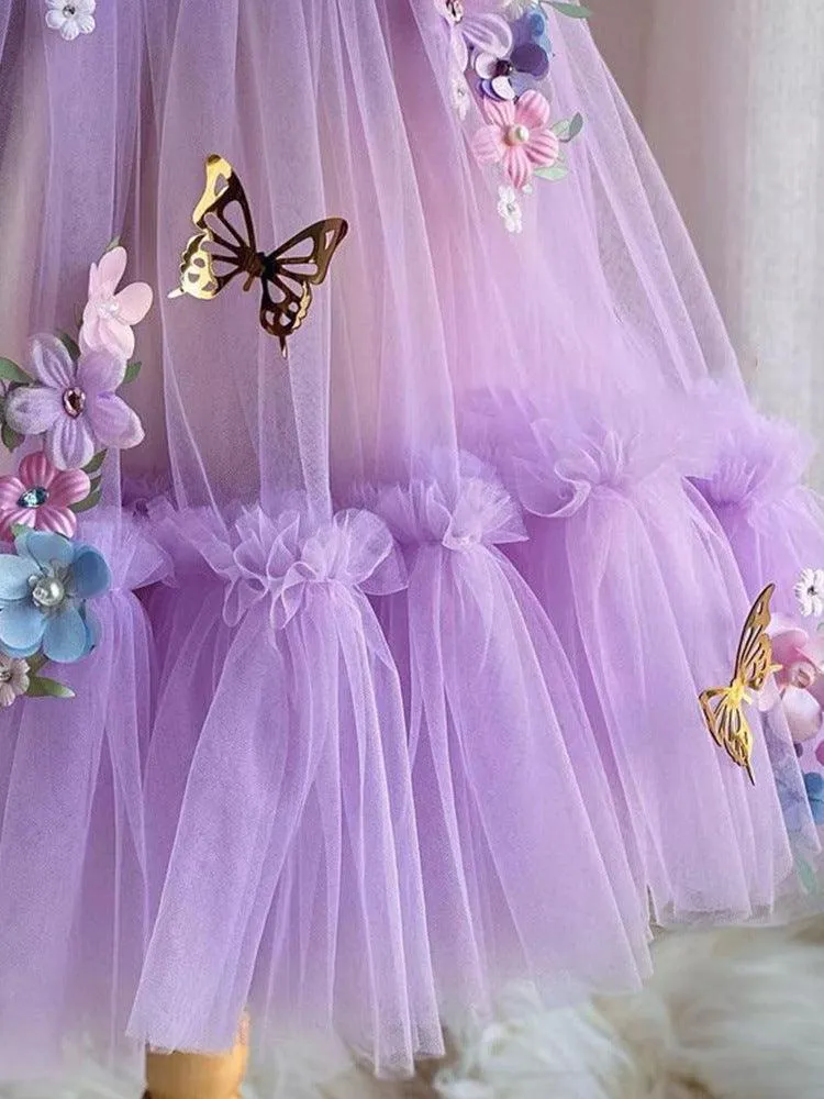 Fairy dress decorated with flowers and butterflies