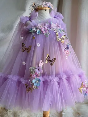 Fairy dress decorated with flowers and butterflies