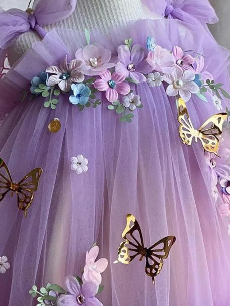 Fairy dress decorated with flowers and butterflies