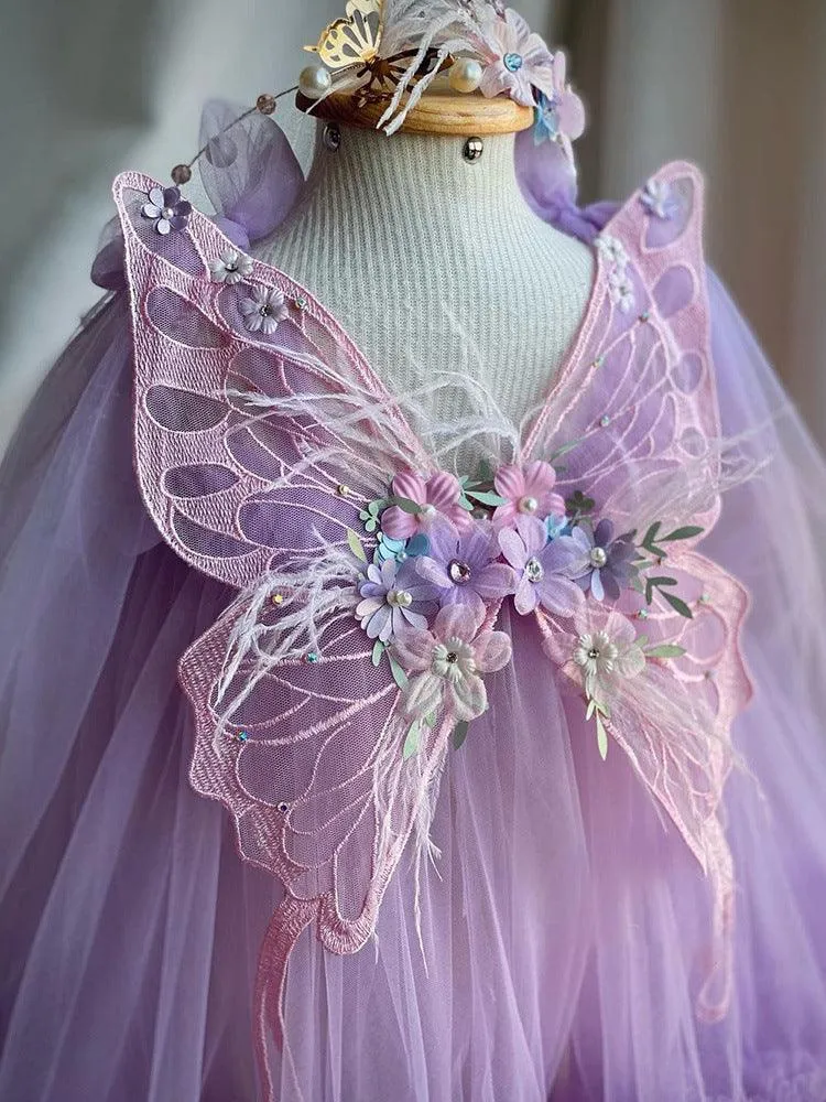 Fairy dress decorated with flowers and butterflies