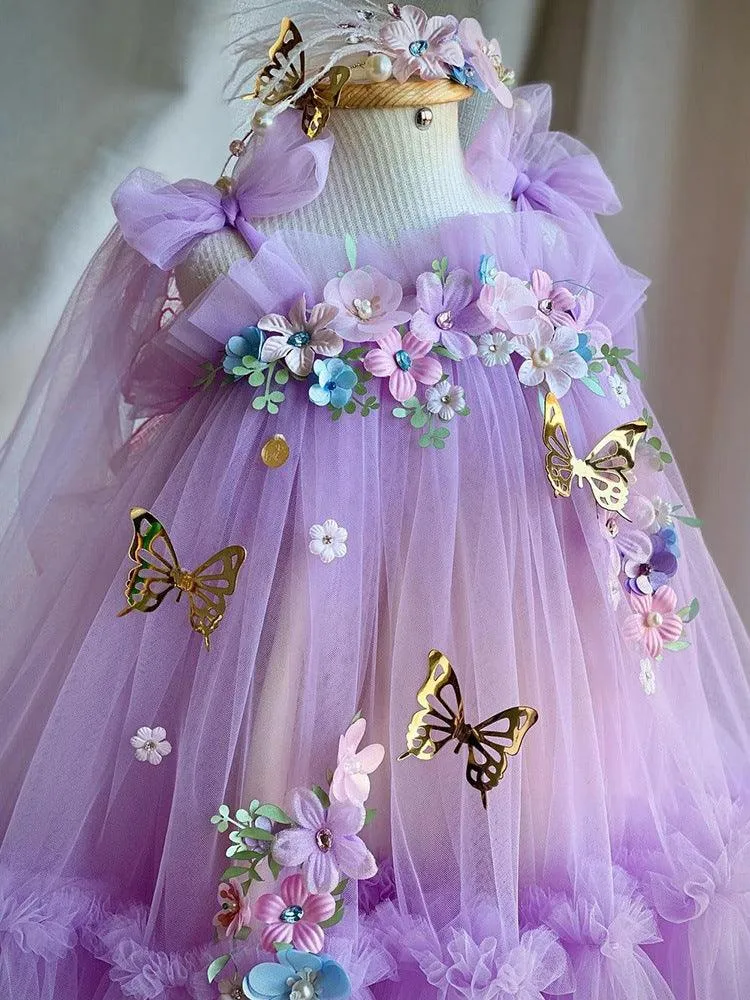 Fairy dress decorated with flowers and butterflies