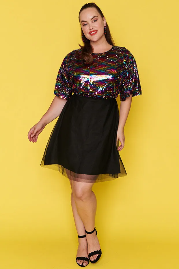 Faith Black Rainbow Dress