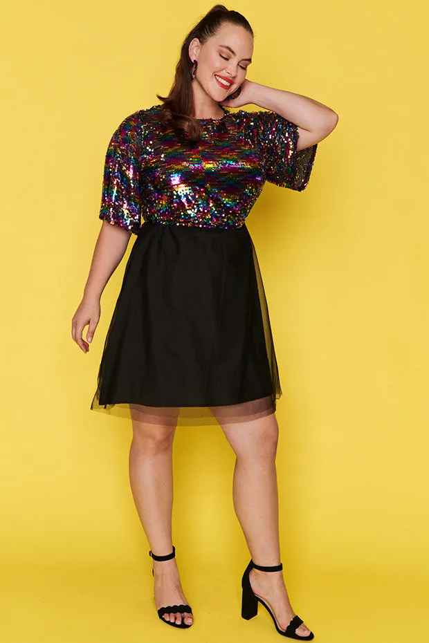 Faith Black Rainbow Dress